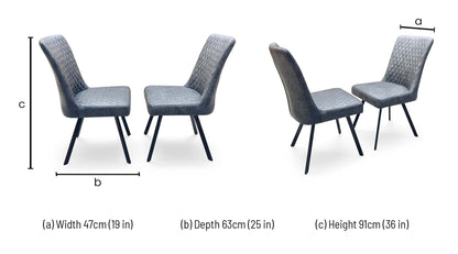 'Earth' Graphite Grey Fabric Pair of Dining Chairs