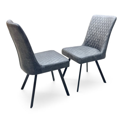 'Earth' Graphite Grey Fabric Pair of Dining Chairs