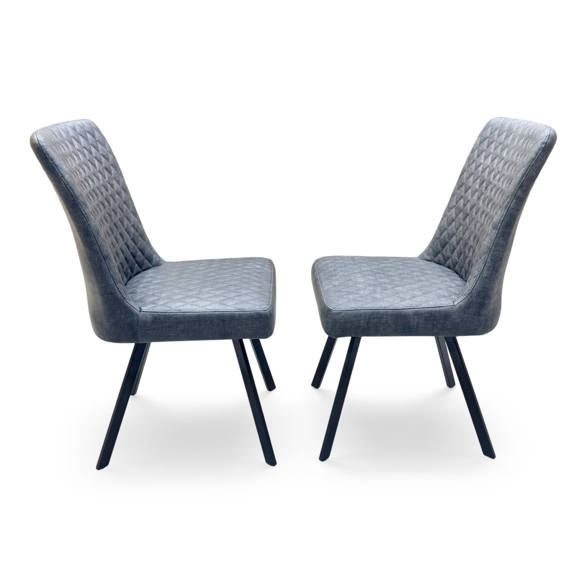 'Earth' Graphite Grey Fabric Pair of Dining Chairs