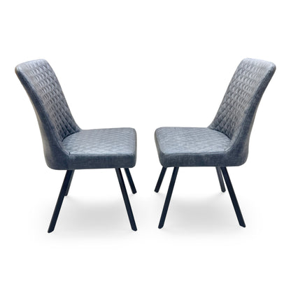 'Earth' Graphite Grey Fabric Pair of Dining Chairs