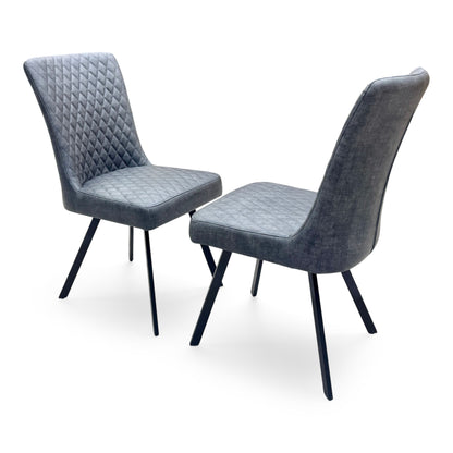 'Earth' Graphite Grey Fabric Pair of Dining Chairs