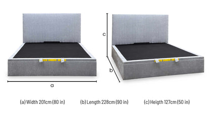 Duo+ Collection ‘Veron’ Silver Fabric End Lift Ottoman Bed Frame - Super King