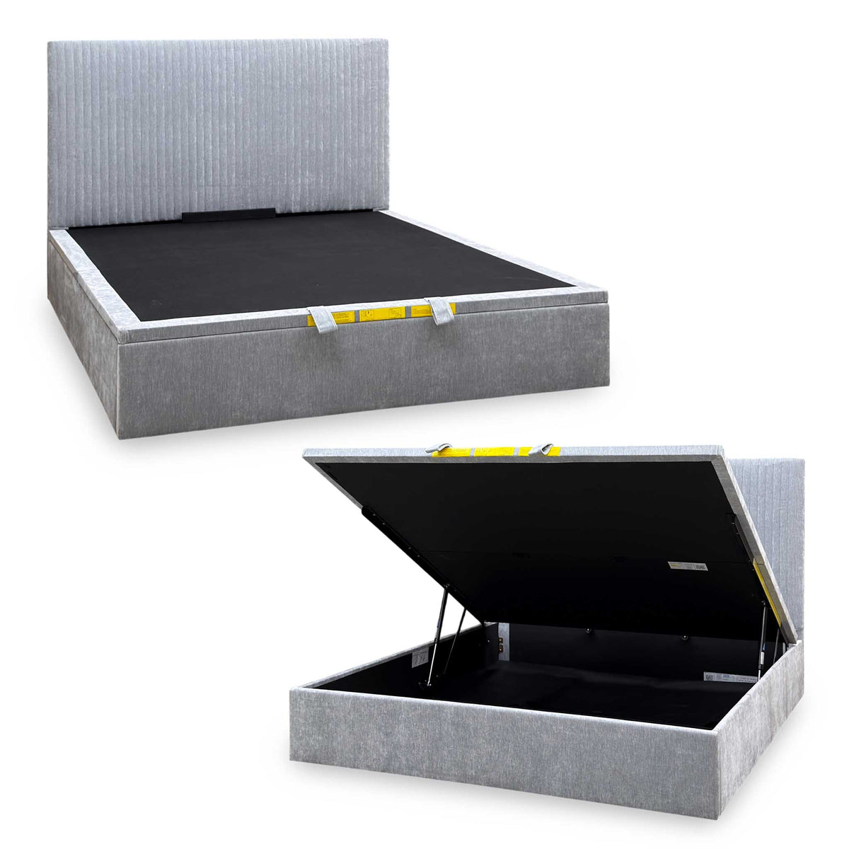 Duo+ Collection ‘Veron’ Silver Fabric End Lift Ottoman Bed Frame - Super King