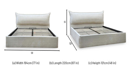 ‘Celestial’ Allora Stone Grey Fabric End Lift Ottoman Bed Frame - Super King