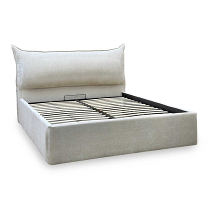 ‘Celestial’ Allora Stone Grey Fabric End Lift Ottoman Bed Frame - Super King
