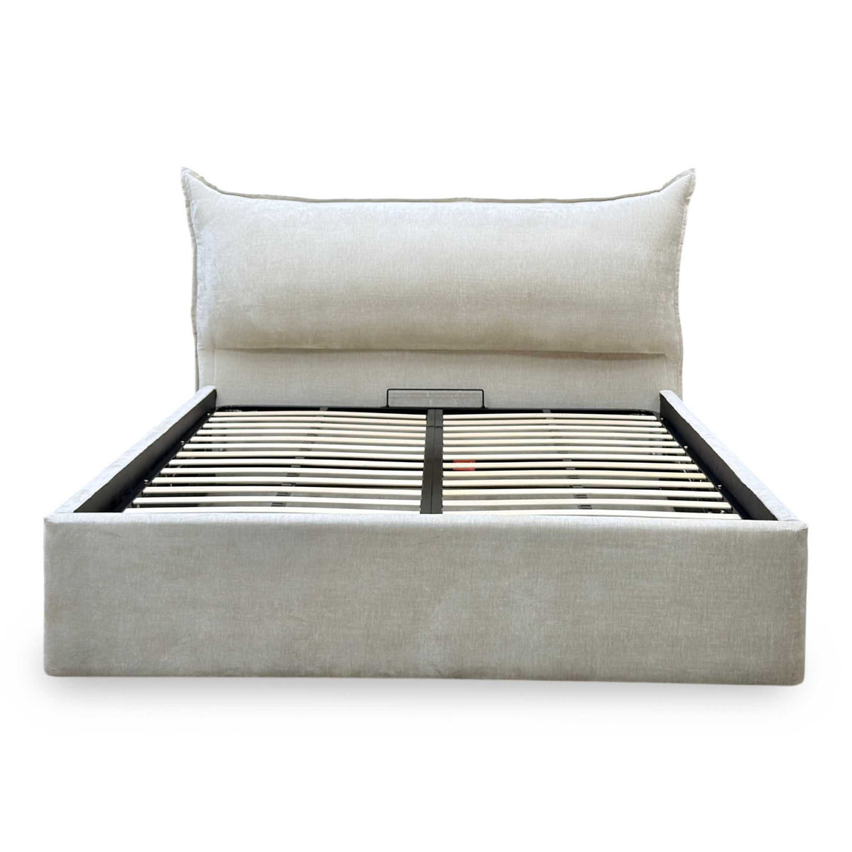 ‘Celestial’ Allora Stone Grey Fabric End Lift Ottoman Bed Frame - Super King