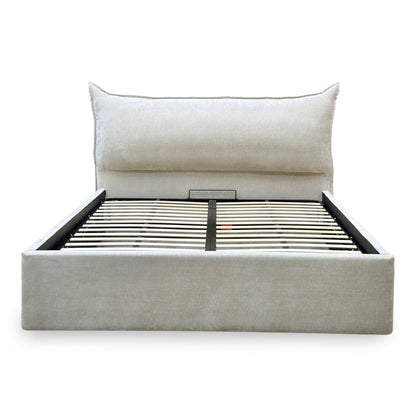 ‘Celestial’ Allora Stone Grey Fabric End Lift Ottoman Bed Frame - Super King