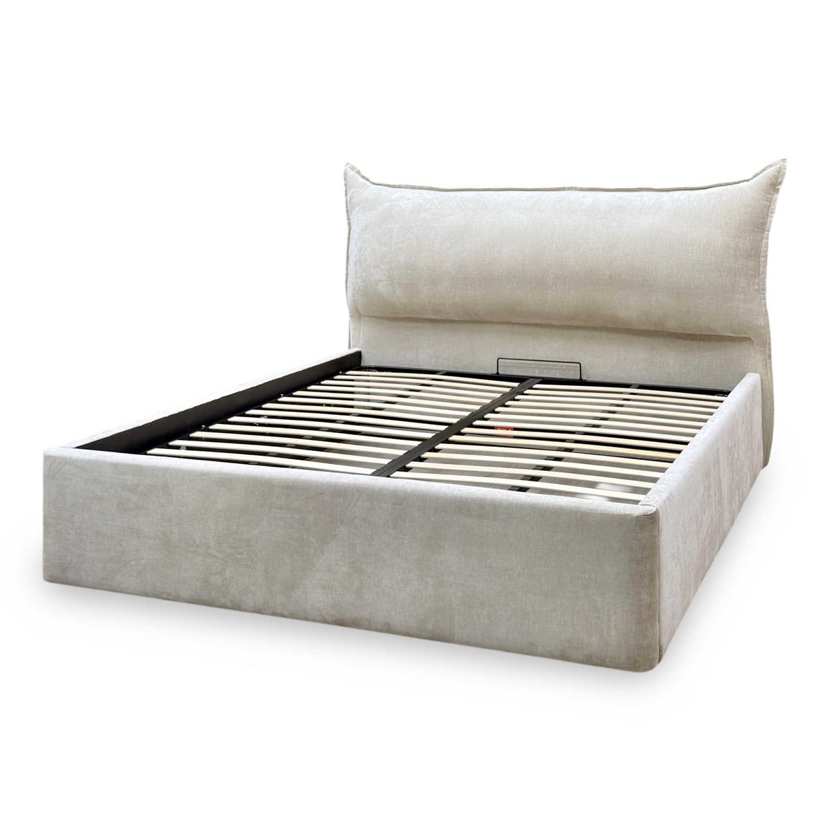 ‘Celestial’ Allora Stone Grey Fabric End Lift Ottoman Bed Frame - Super King