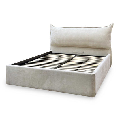 ‘Celestial’ Allora Stone Grey Fabric End Lift Ottoman Bed Frame - Super King