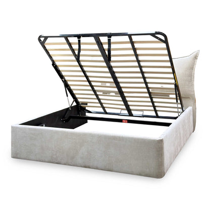 ‘Celestial’ Allora Stone Grey Fabric End Lift Ottoman Bed Frame - Super King