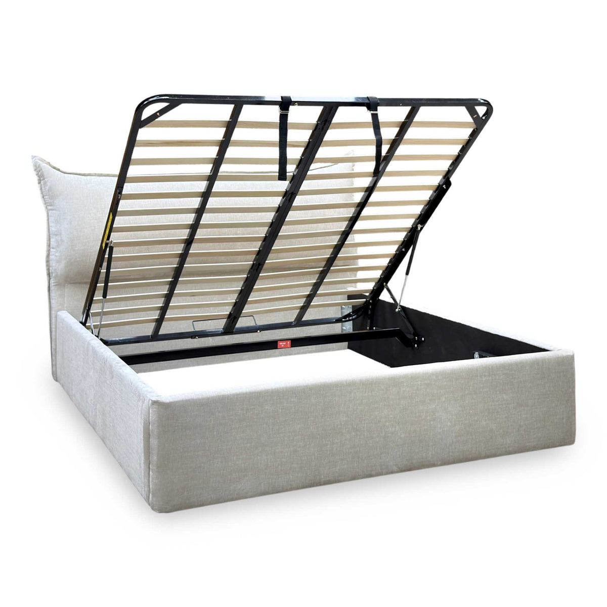 ‘Celestial’ Allora Stone Grey Fabric End Lift Ottoman Bed Frame - Super King
