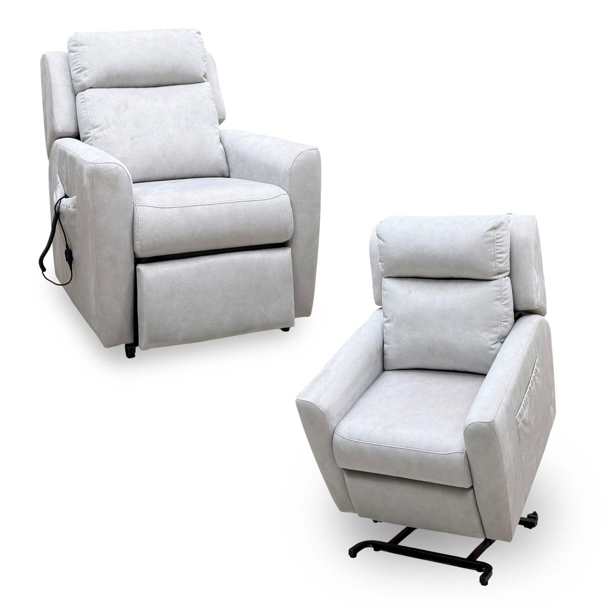 G Plan 'Wren' A123 Stingray Platinum Grey Velvet Fabric Lift and Rise Recliner Chair