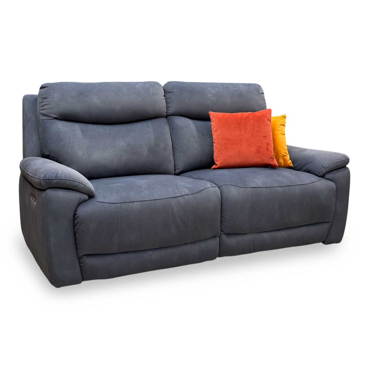 'Sloane' Dexter Shadow Grey Velvet Fabric 3 Seater Power Recliner Sofa