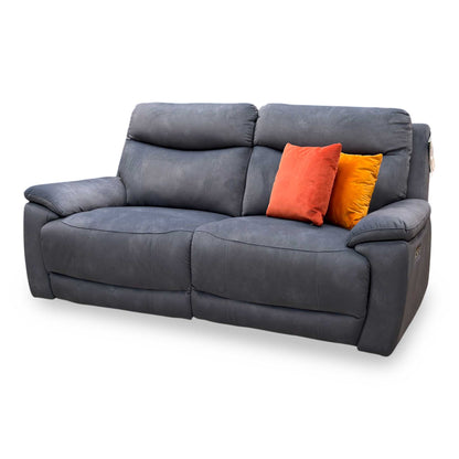 'Sloane' Dexter Shadow Grey Velvet Fabric 3 Seater Power Recliner Sofa