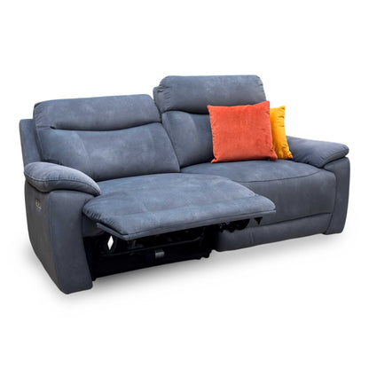 'Sloane' Dexter Shadow Grey Velvet Fabric 3 Seater Power Recliner Sofa