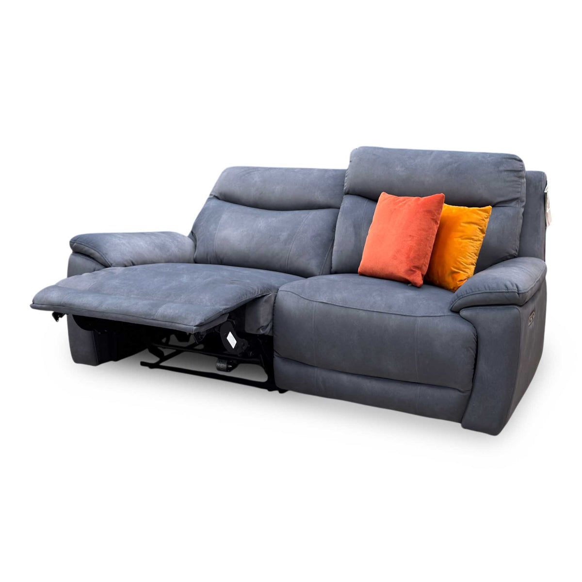 'Sloane' Dexter Shadow Grey Velvet Fabric 3 Seater Power Recliner Sofa