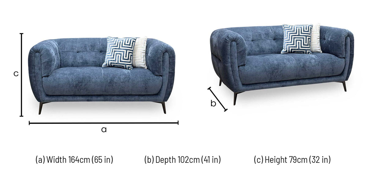 ‘Sienna’ Hudson Ocean Blue Fabric 2 + 2 Seater Sofa Set