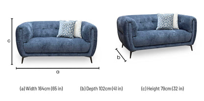 ‘Sienna’ Hudson Ocean Blue Fabric 2 + 2 Seater Sofa Set