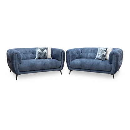 ‘Sienna’ Hudson Ocean Blue Fabric 2 + 2 Seater Sofa Set