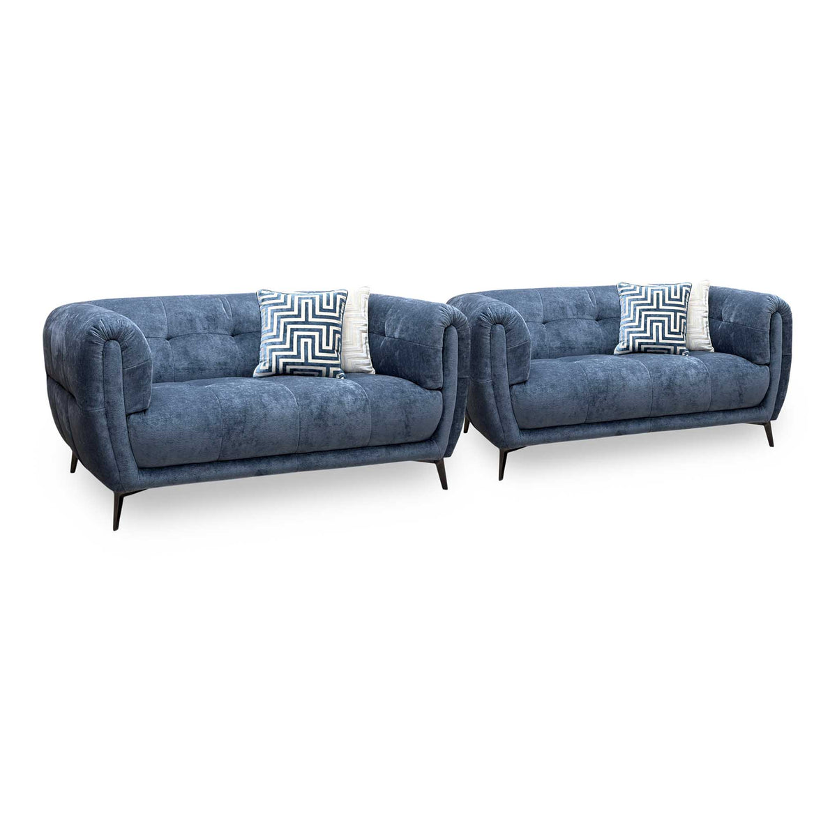 ‘Sienna’ Hudson Ocean Blue Fabric 2 + 2 Seater Sofa Set