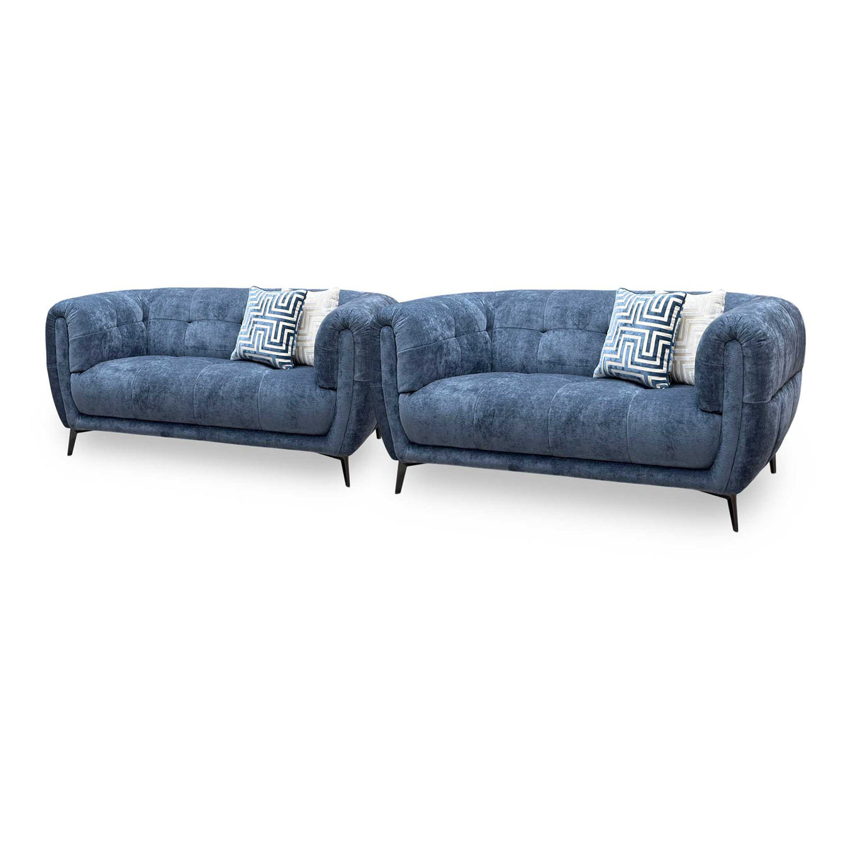 ‘Sienna’ Hudson Ocean Blue Fabric 2 + 2 Seater Sofa Set