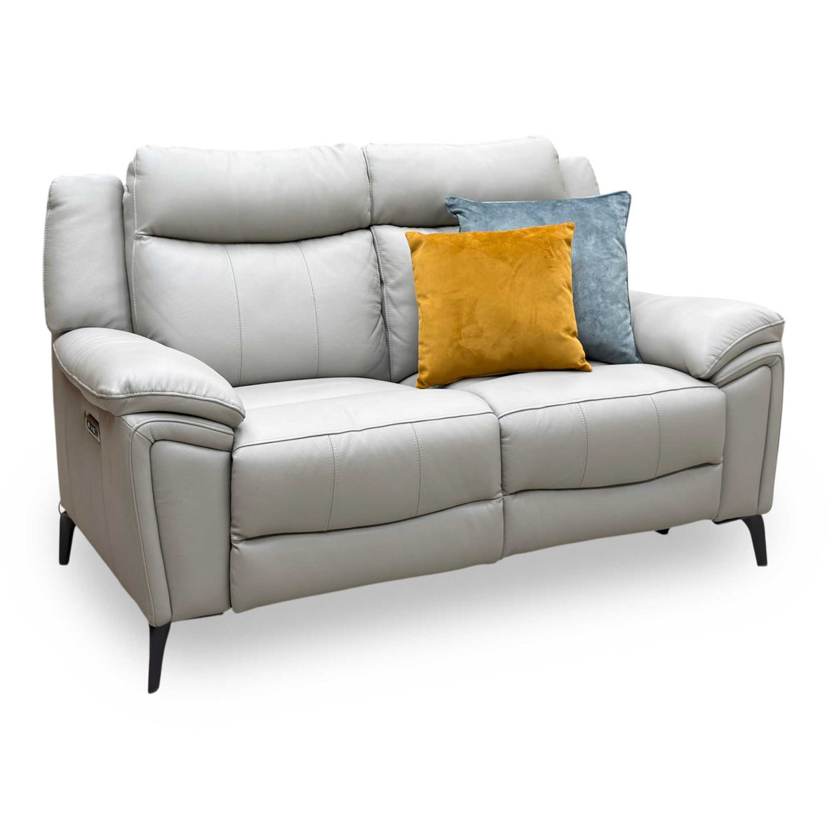 'Panache' Lead Grey Cat-60_23 Leather 2 Seater Power Recliner Sofa with Power Headrest and Heated Seats