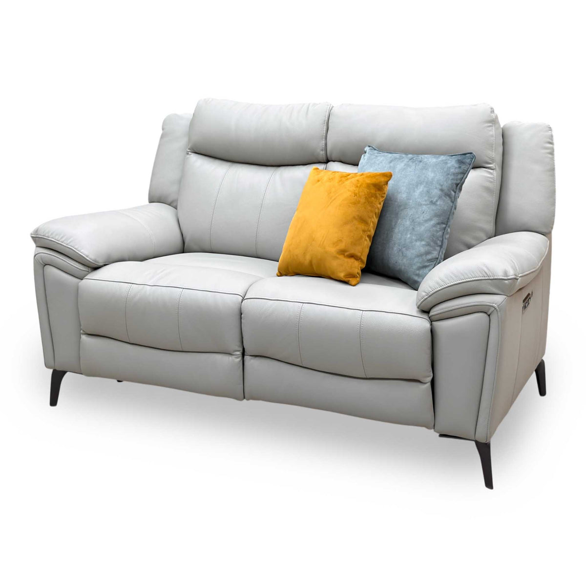'Panache' Lead Grey Cat-60_23 Leather 2 Seater Power Recliner Sofa with Power Headrest and Heated Seats