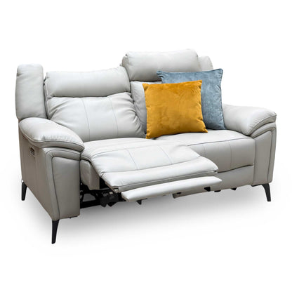 'Panache' Lead Grey Cat-60_23 Leather 2 Seater Power Recliner Sofa with Power Headrest and Heated Seats