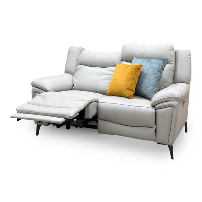 'Panache' Lead Grey Cat-60_23 Leather 2 Seater Power Recliner Sofa with Power Headrest and Heated Seats