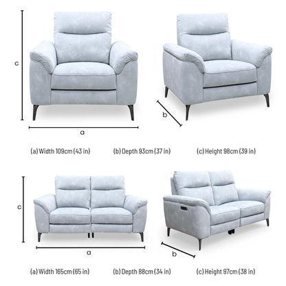 Morgan Dexter smoke grey sofa and armchair set dimensions: armchair W109 D93 H98cm, sofa W165 D88 H97cm