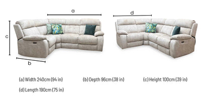Moreno Bfa-Bnn-R26 Cream Velvet Fabric Left Hand Facing Small Power Recliner Corner Sofa – view 10