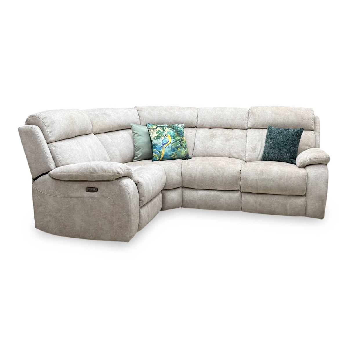 Moreno Bfa-Bnn-R26 Cream Velvet Fabric Left Hand Facing Small Power Recliner Corner Sofa – view 4