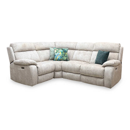 Moreno Bfa-Bnn-R26 Cream Velvet Fabric Left Hand Facing Small Power Recliner Corner Sofa – view 5
