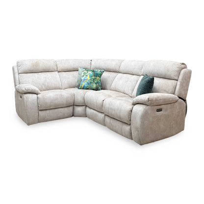 Moreno Bfa-Bnn-R26 Cream Velvet Fabric Left Hand Facing Small Power Recliner Corner Sofa – view 6
