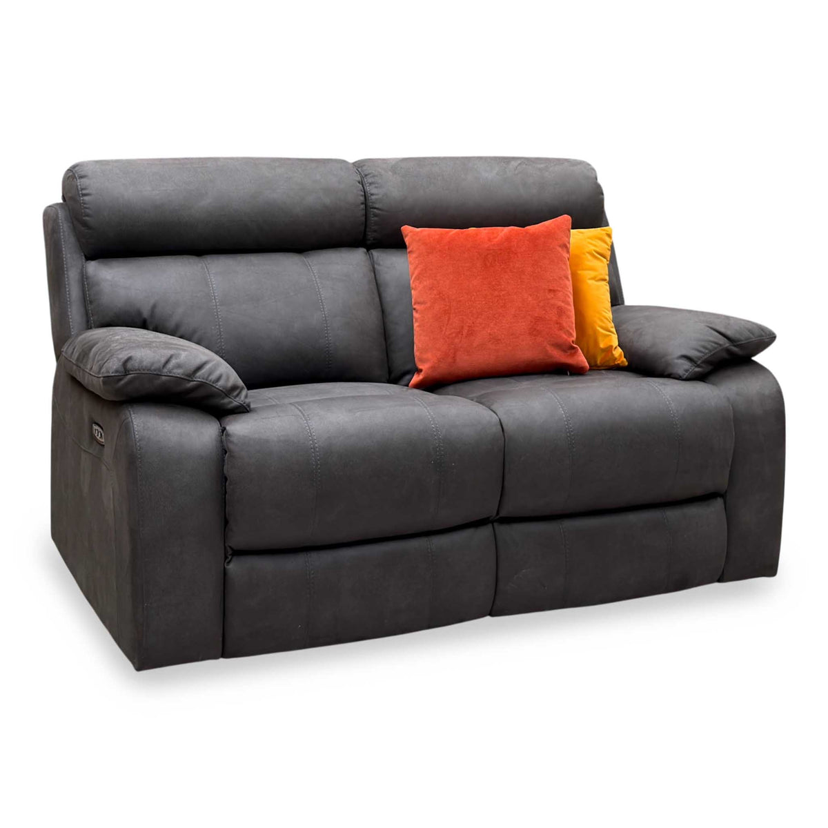 'Moreno' Bfa-Bnn-R28 Grey Heavy Duty Fabric 2 Seater Power Recliner Sofa with Power Headrests