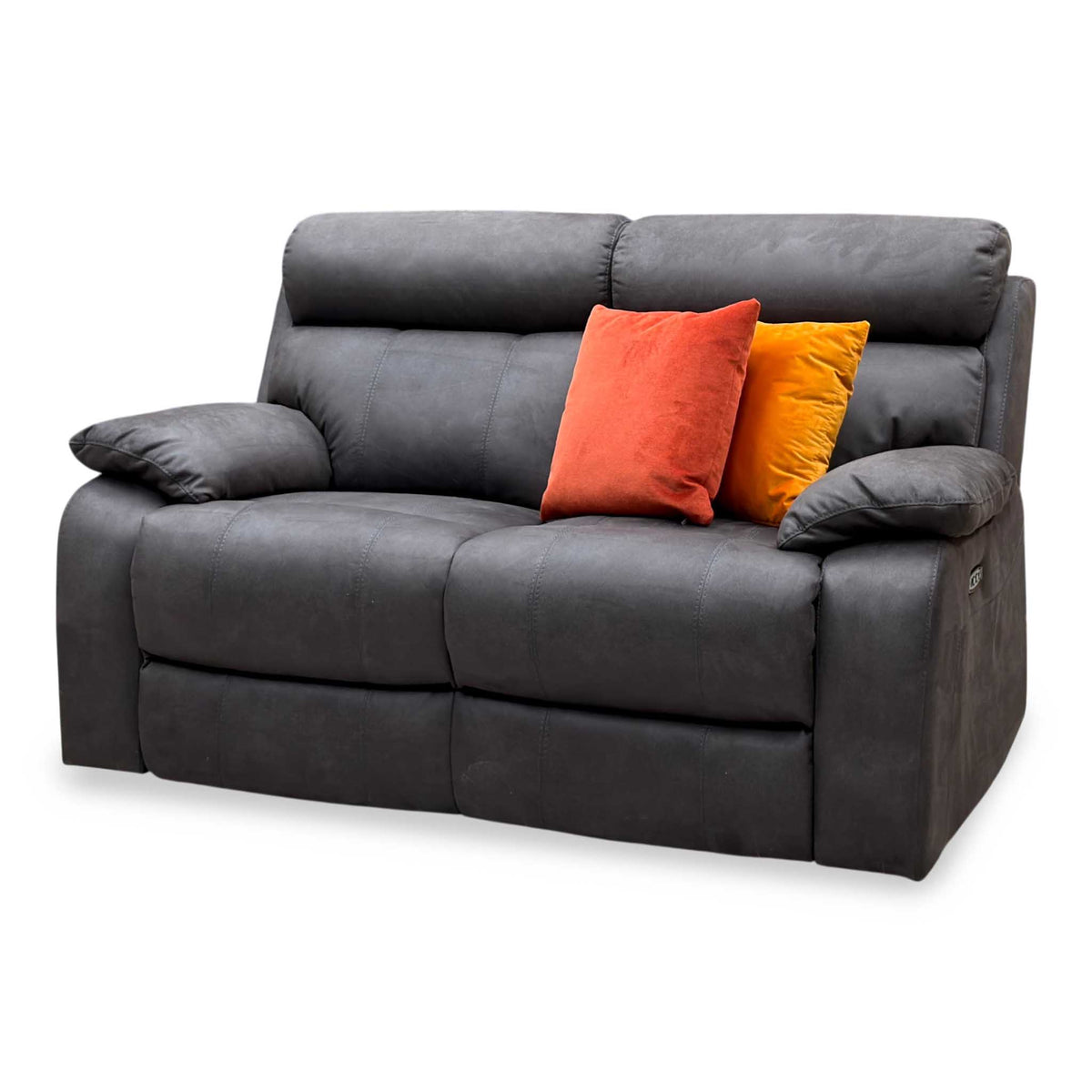 'Moreno' Bfa-Bnn-R28 Grey Heavy Duty Fabric 2 Seater Power Recliner Sofa with Power Headrests