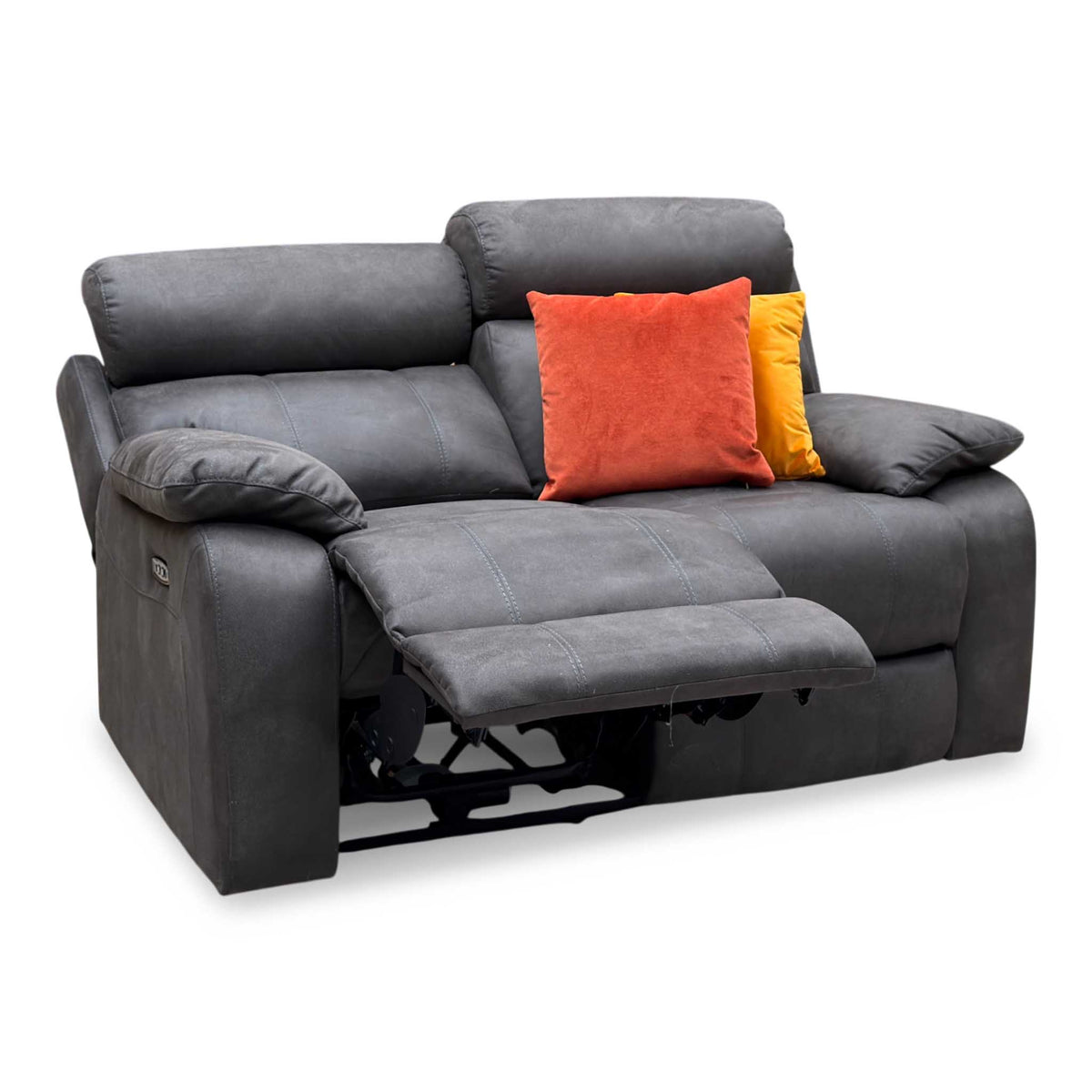 'Moreno' Bfa-Bnn-R28 Grey Heavy Duty Fabric 2 Seater Power Recliner Sofa with Power Headrests