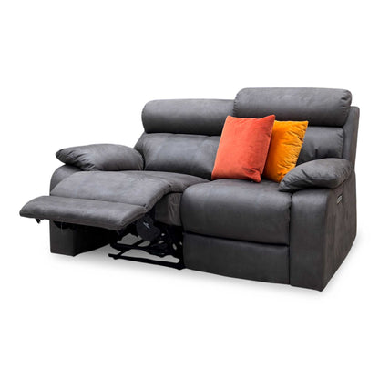 'Moreno' Bfa-Bnn-R28 Grey Heavy Duty Fabric 2 Seater Power Recliner Sofa with Power Headrests