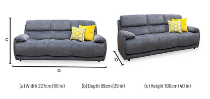 ‘Link’ Dark Grey Heavy Duty Fabric 3 Seater Sofa