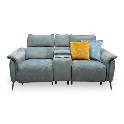 ‘Jude’ Dexter Fern Green Velvet Fabric 2 Seater Power Recliner Sofa with Smart Console and Power Headrests