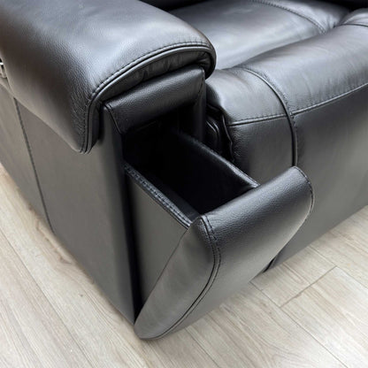 World of Leather 'Hollywood' Nc-023c Black Leather Power Recliner Chair with Power Headrest and Storage Arms