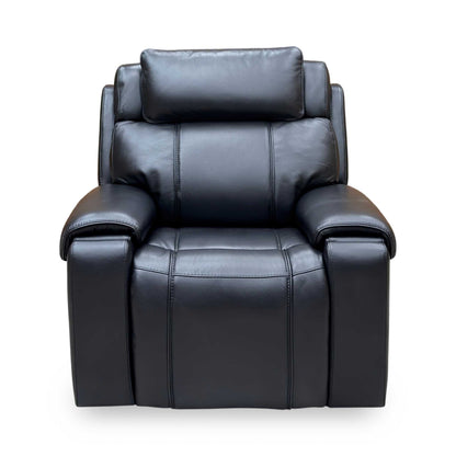 World of Leather 'Hollywood' Nc-023c Black Leather Power Recliner Chair with Power Headrest and Storage Arms