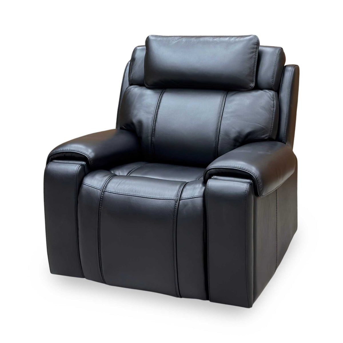 World of Leather 'Hollywood' Nc-023c Black Leather Power Recliner Chair with Power Headrest and Storage Arms
