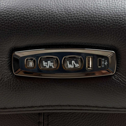 World of Leather 'Hollywood' Nc-023c Black Leather Power Recliner Chair with Power Headrest and Storage Arms