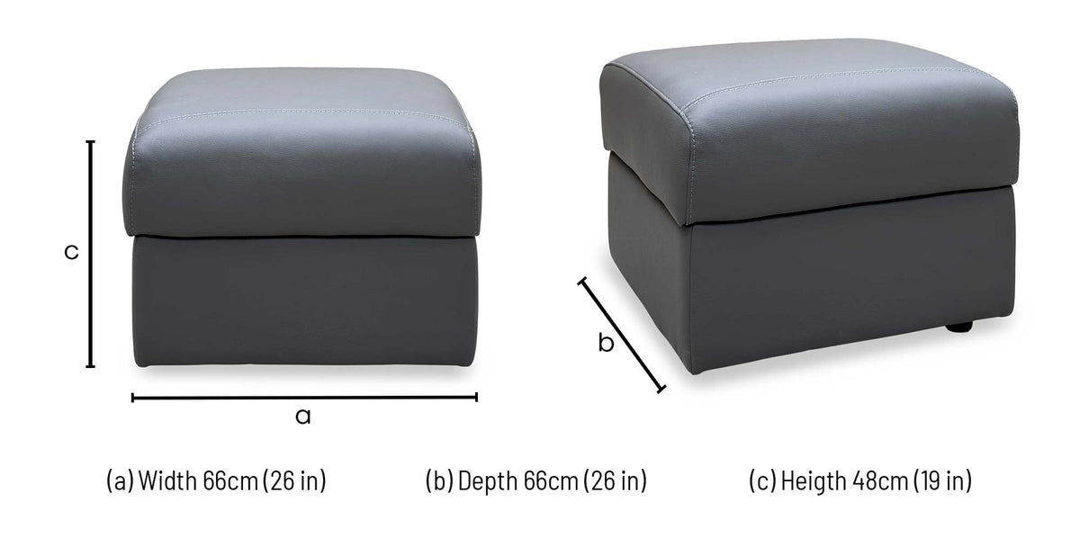Nicoletti 'Davide' 327 Torello Grigio Scuro Leather Storage Footstool