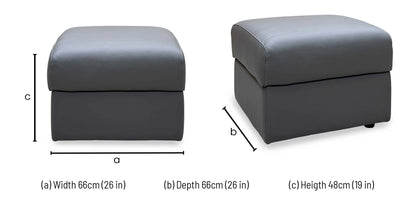 Nicoletti 'Davide' 327 Torello Grigio Scuro Leather Storage Footstool