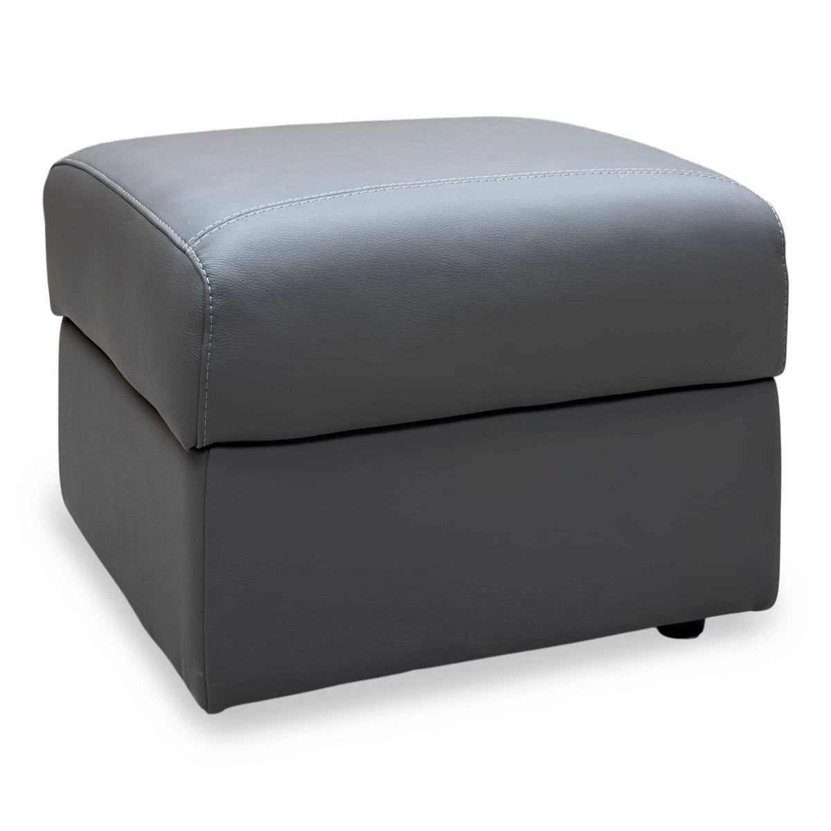 Nicoletti 'Davide' 327 Torello Grigio Scuro Leather Storage Footstool