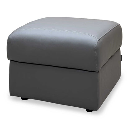 Nicoletti 'Davide' 327 Torello Grigio Scuro Leather Storage Footstool