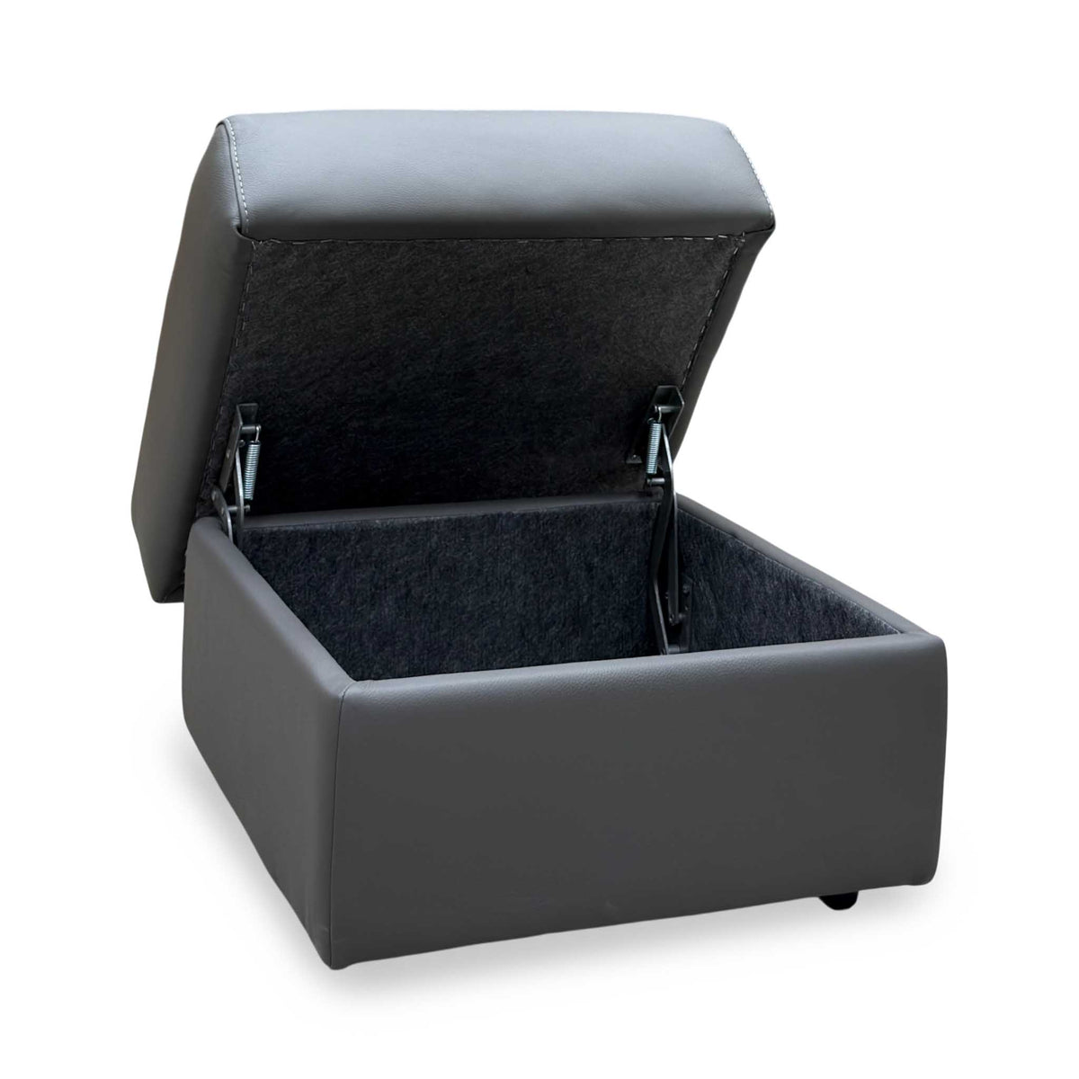 Nicoletti 'Davide' 327 Torello Grigio Scuro Leather Storage Footstool