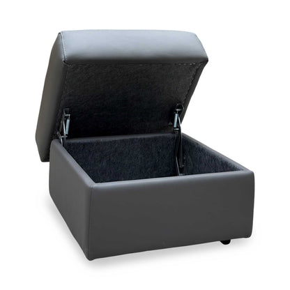 Nicoletti 'Davide' 327 Torello Grigio Scuro Leather Storage Footstool